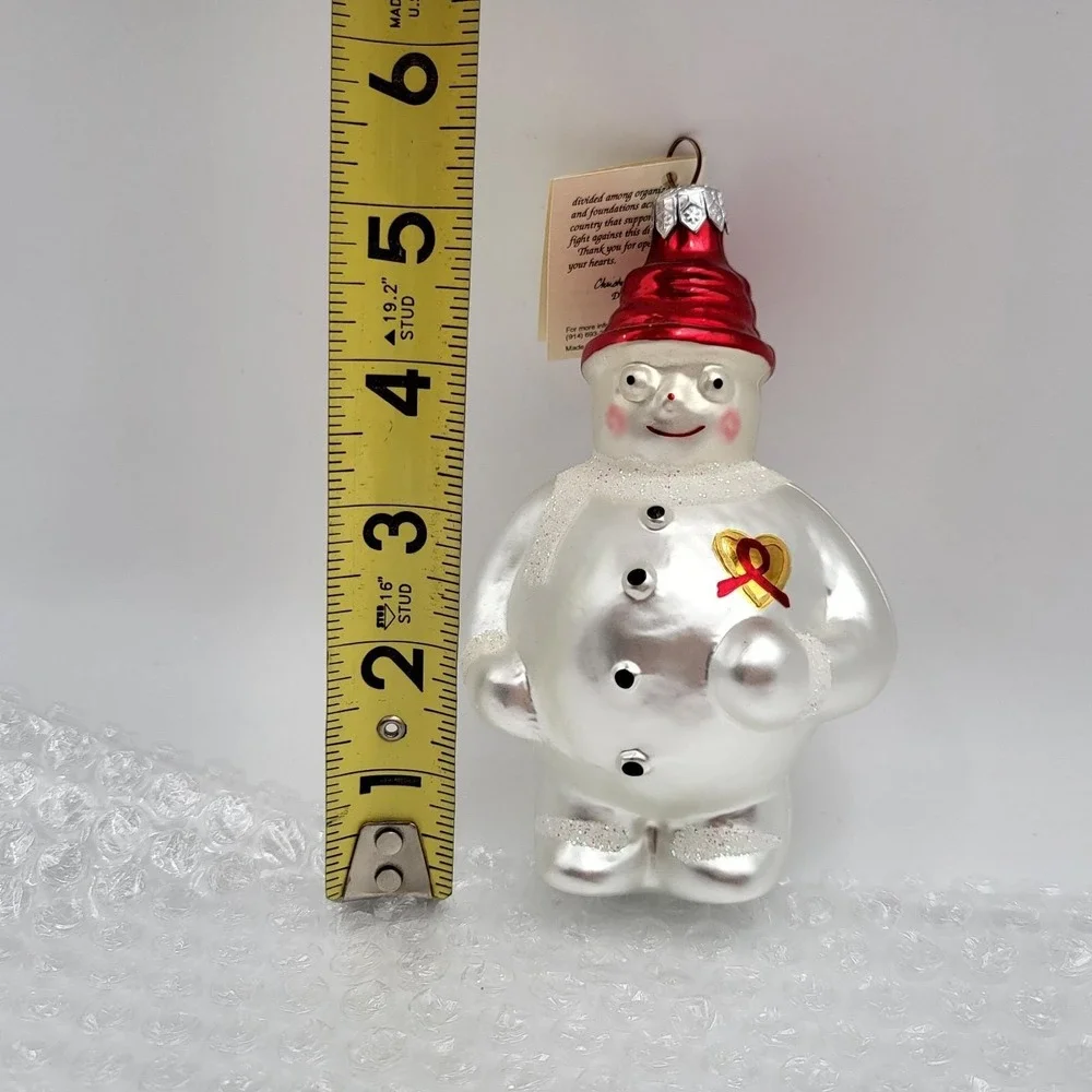 Christopher Radko 1994 Frosty Cares Glass Ornament Snowman with Signed